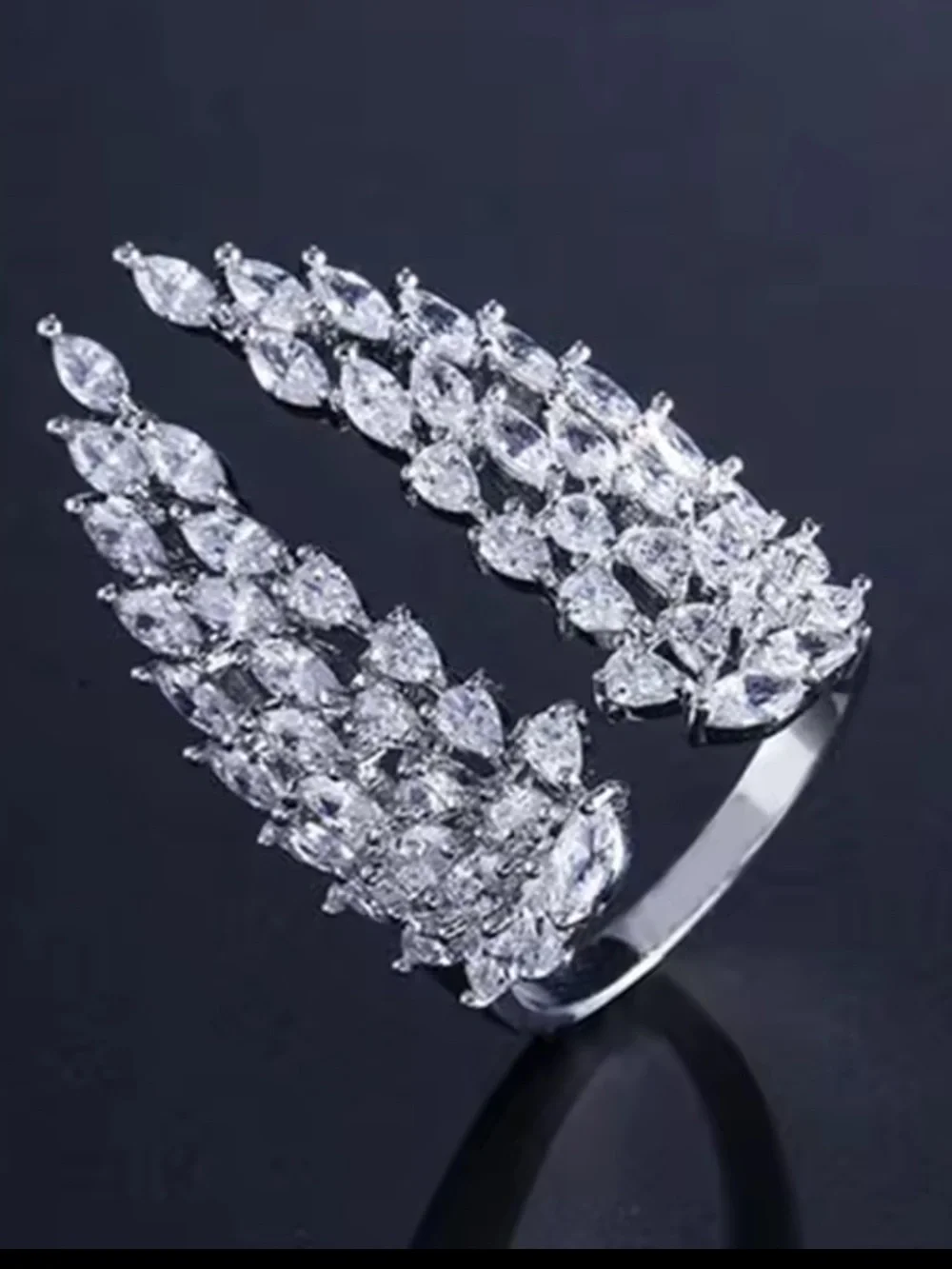 Silver Crystal Wing Wrap Ring